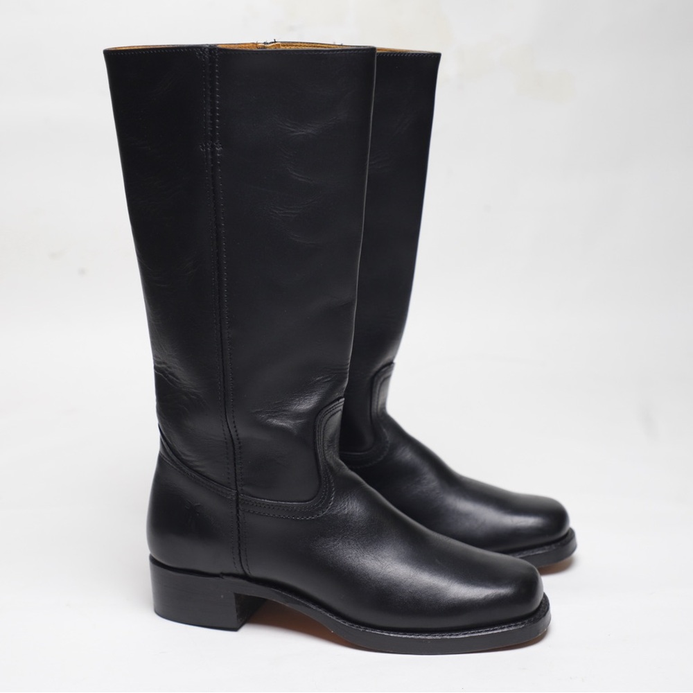 Frye Campus 14L Leather Heeled Boots in Black US 9